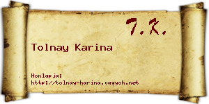 Tolnay Karina névjegykártya